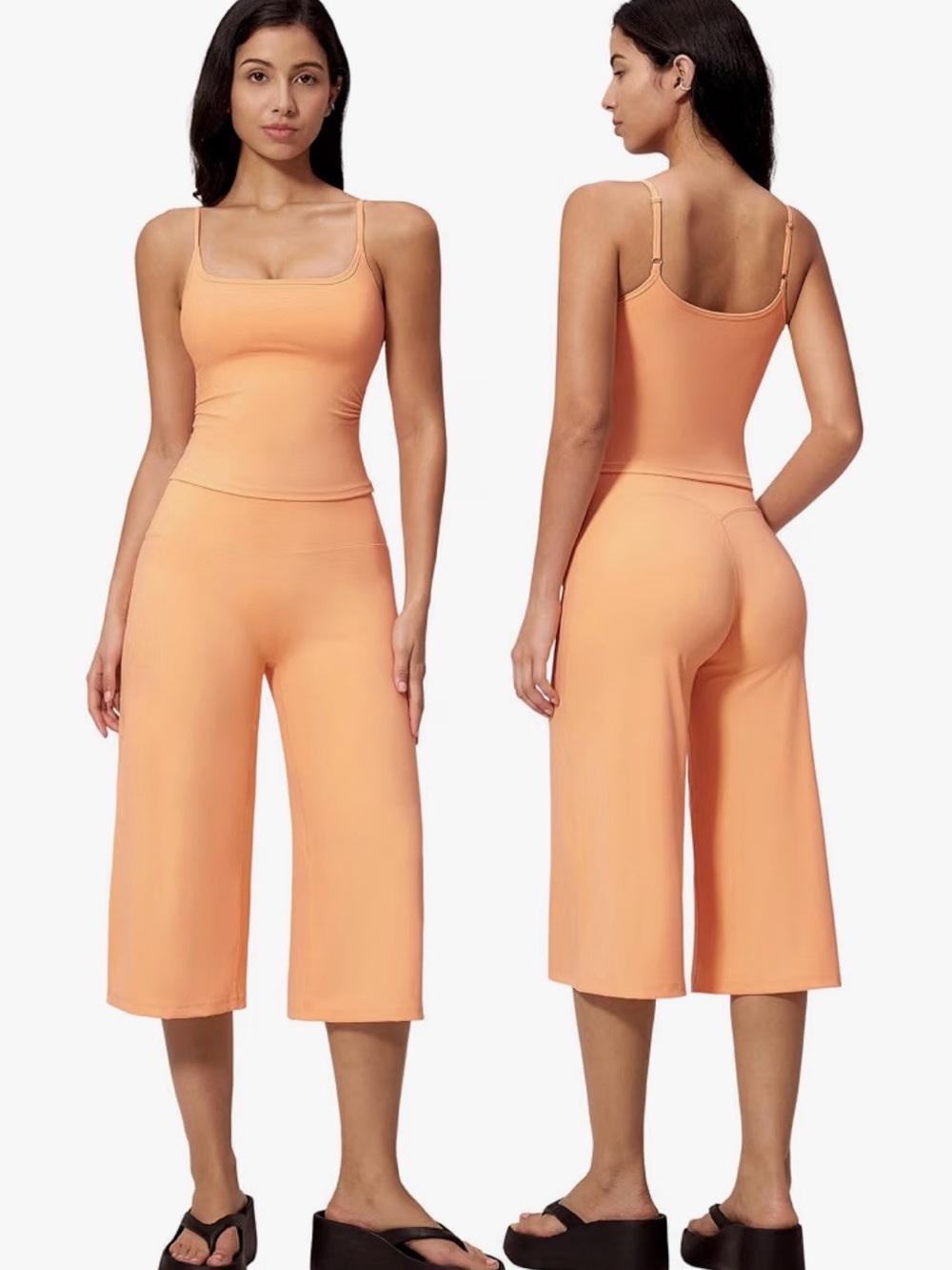 Women's Workout sets padded top with wide leg capri Small
